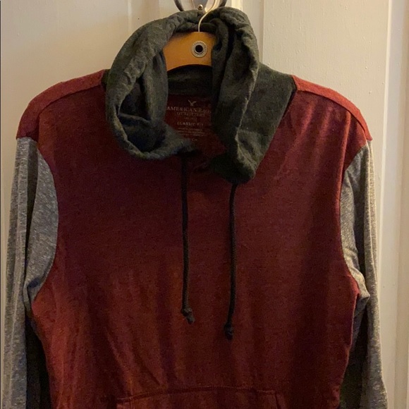 American Eagle Long Sleeve Color Block Hoodie Tee - Picture 2 of 4